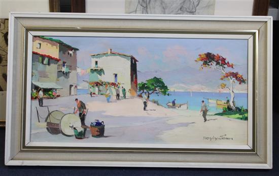 § Cecil Rochfort DOyly John (1906-1993) Meditteranean coastal village 13.5 x 27.5in.